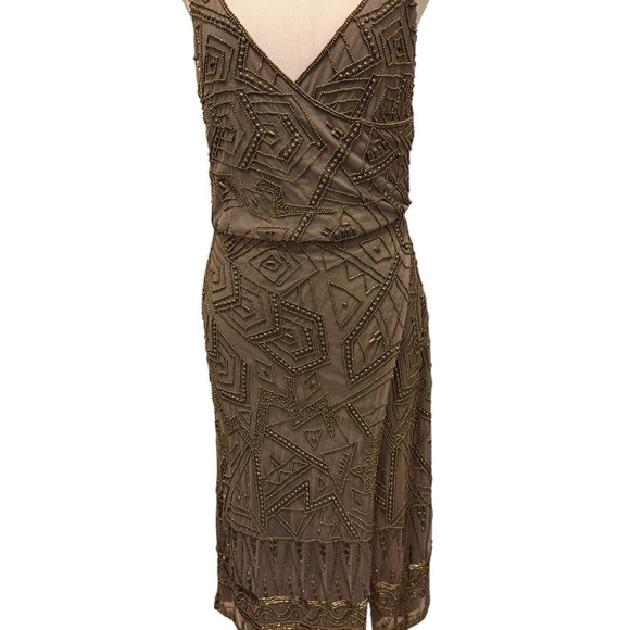 MAJORELLE Brown Gold Wrap Tie Front Sheath Dress - Picture 1 of 8